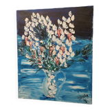 Oil on canvas bouquet of flowers signed