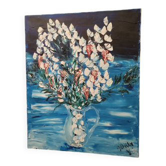 Huile sur toile bouquet de fleurs signée