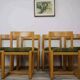Set of 6 modernist chairs in wood and fabric from the 60s