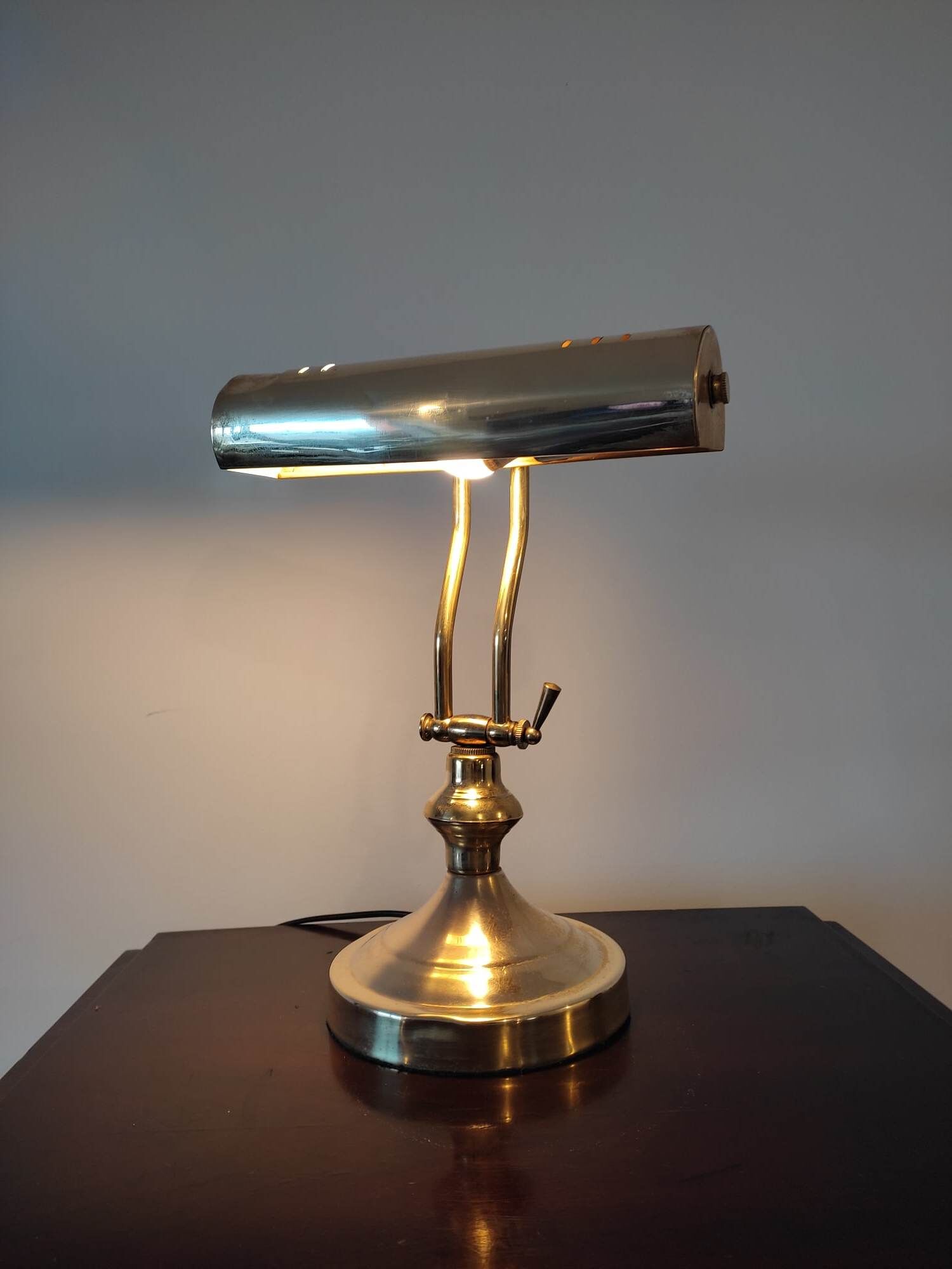 Brass desk or banker lamp