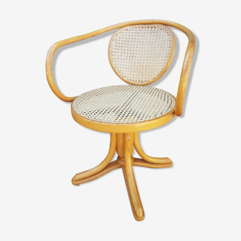 Office armchair curved wood and rattan