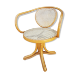 Fauteuil de bureau bois courbé et rotin