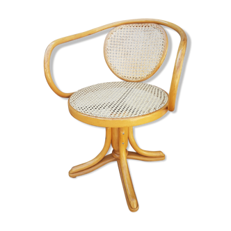 Fauteuil de bureau bois courbé et rotin