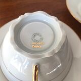 Vintage coffee cups made of fine Limoges porcelain - Raspberry and golden décor