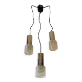 Three-branch pendant light with transparent vintage lampshade