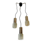 Suspension à trois branches avec abat jour vintage transparent