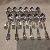 12 silver plated dessert spoons, Francia goldsmith, single-flat, 18.7cm