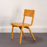 Vintage Stackable School Chairs made of wood and plywood, UK, 1970s