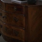 18th century, antique Danish baroque serpentine chest of drawers in walnut.