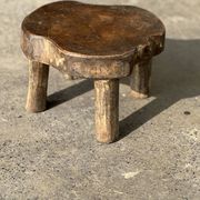 Mini low stool in upcycled old Asian teak H15 D24