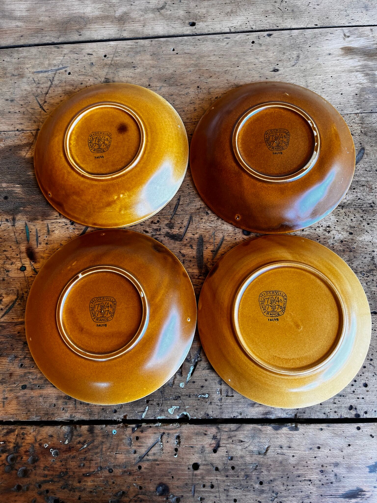 Lot de 4 assiettes creuses Niderviller modèle "Fauve"