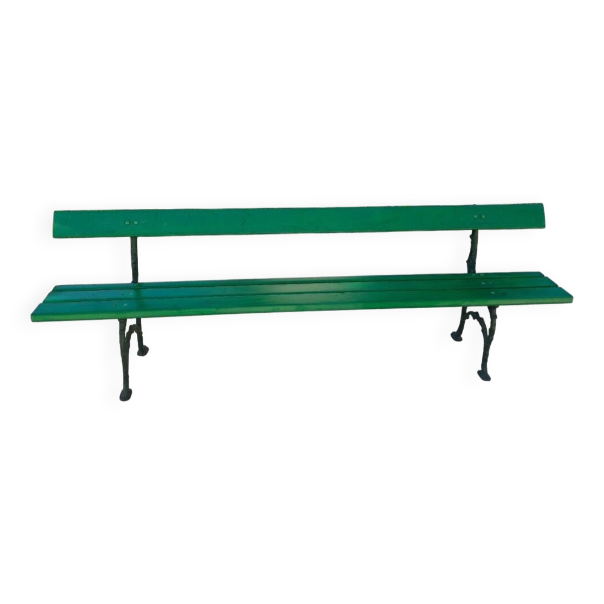 Large wooden and cast iron garden bench 224 cm