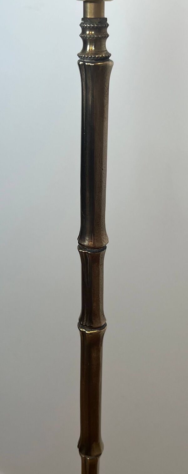 Lampadaire de parquet en bronze façon faux-bambou de la Maison Baguès
