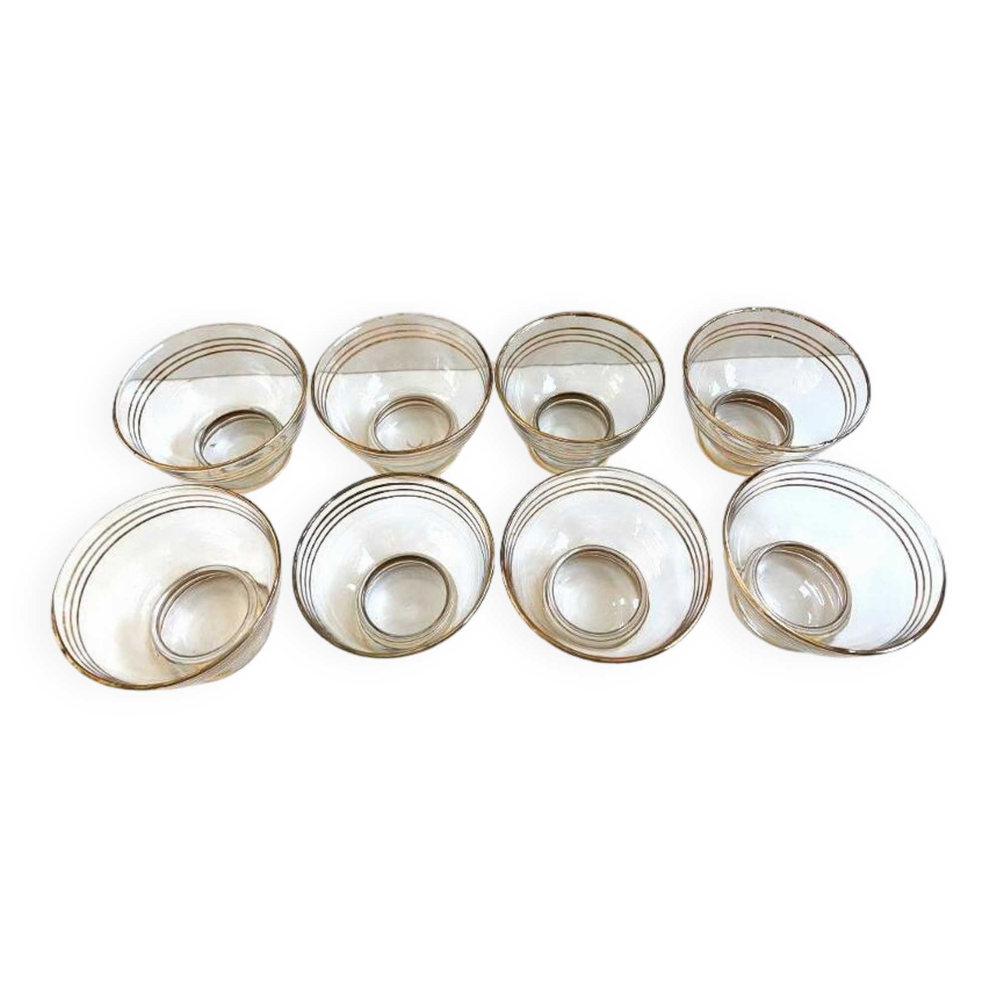 Set of 8 Glasses Coupes Bowls Champagne Alcohol Vintage Crystal Design