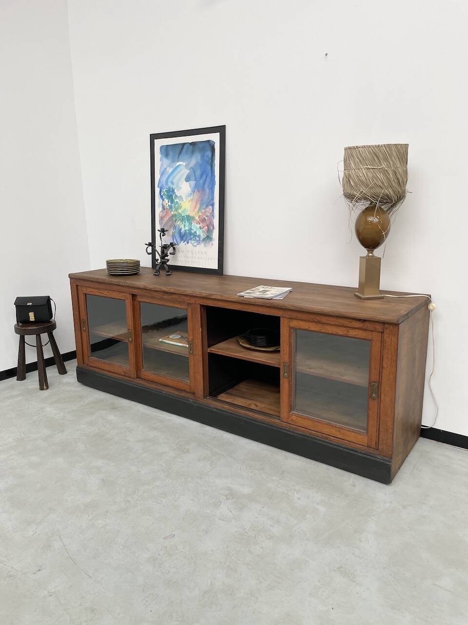 Enfilade de métier XXL chêne portes vitrées