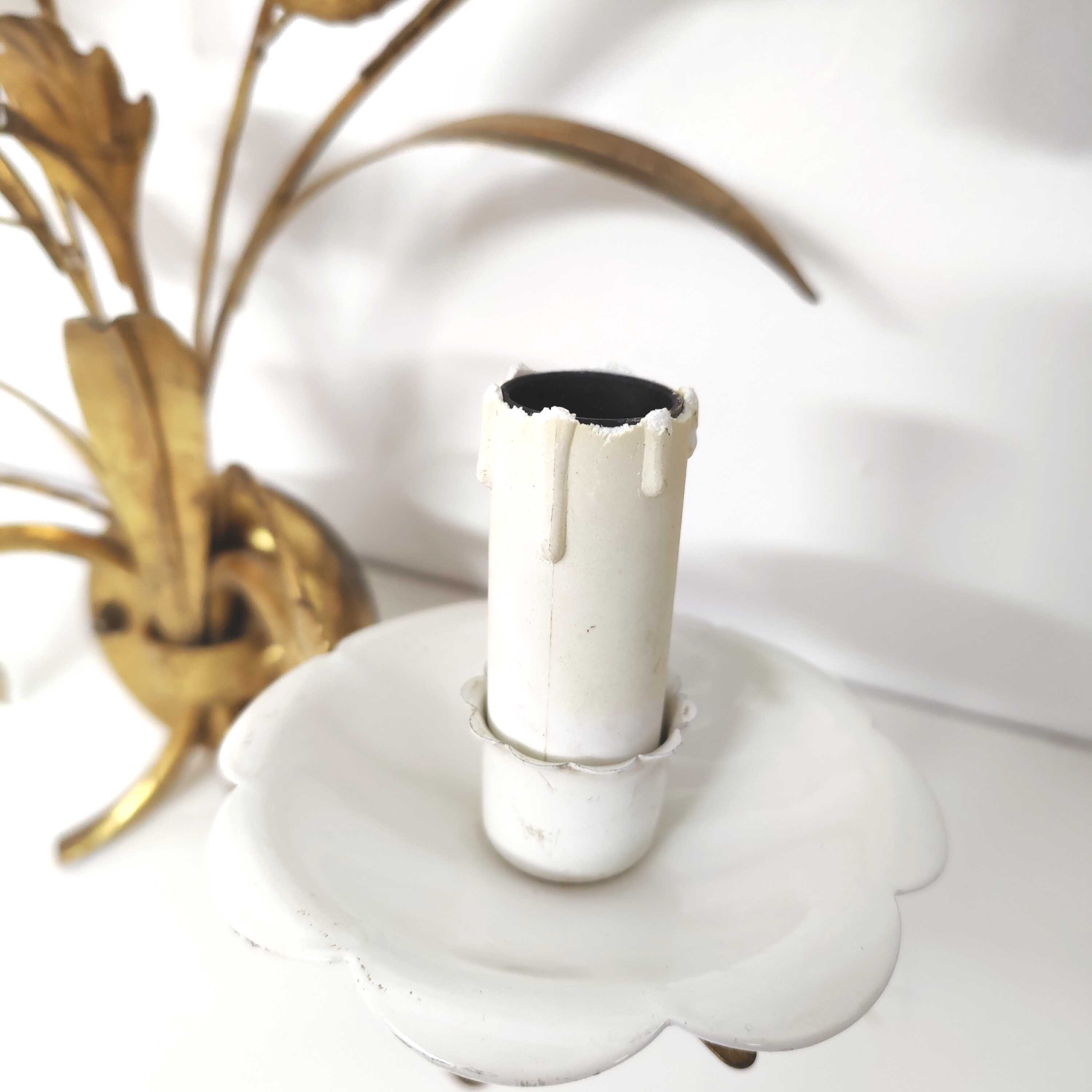 Wall lamp flowers metal white and golden Masca Italy