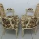 Pair of armchairs in Louis XV style seat and embroidered fabric back