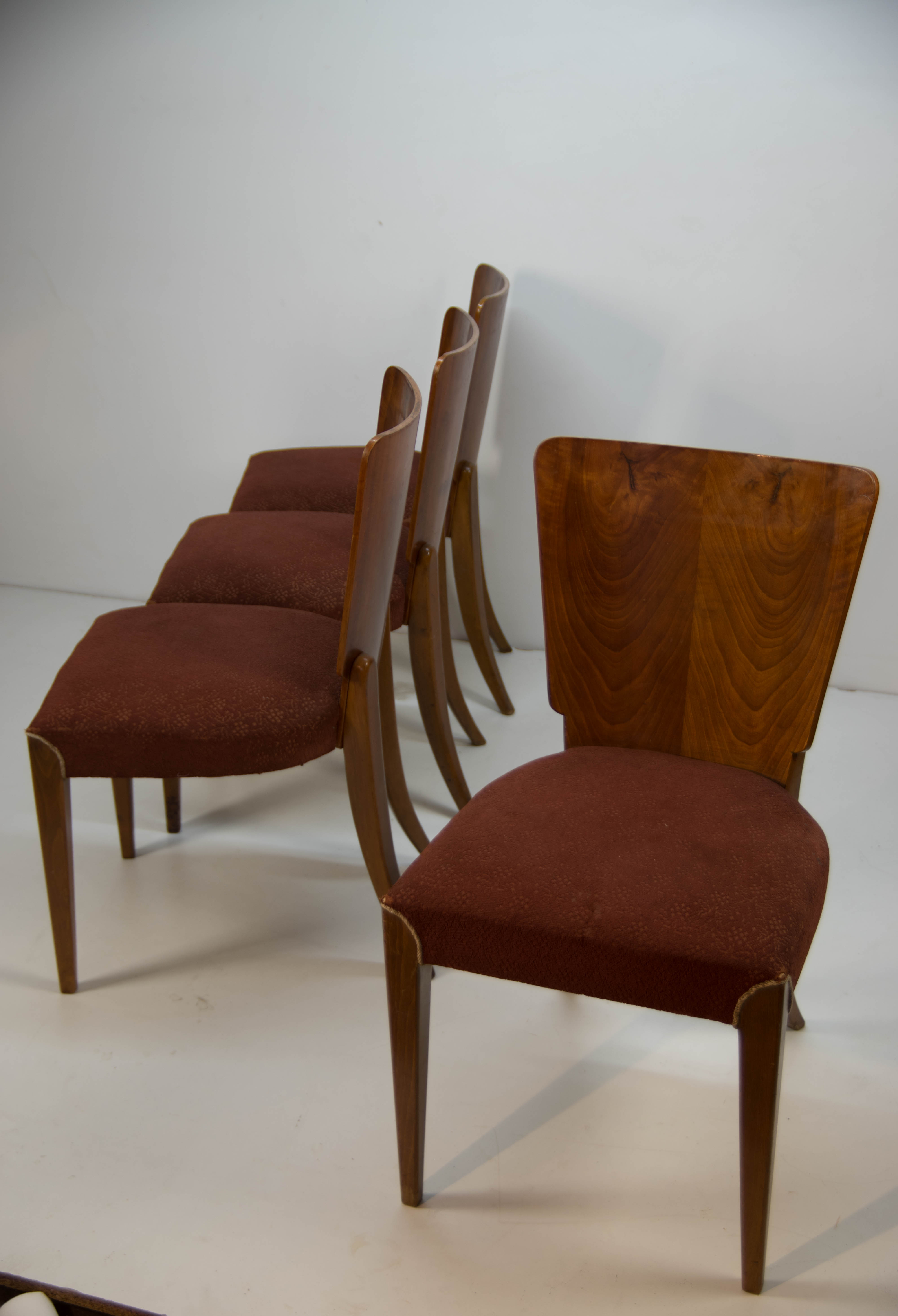 Art Deco Dining Chairs H-214 by Jindrich Halabala for UP Závody, Set of 4