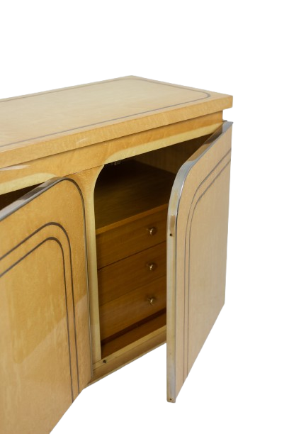 Four-door birch wood enfilade. 1970s.