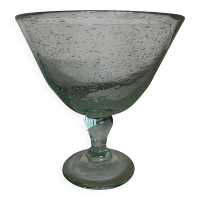 Coupe Biot centre de table sur pied céladon XXL 1960 signée