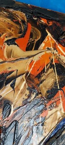 Abstract Materic Oil on Canvas Signed DE ROSA 1997 80x80cm