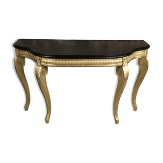 Louis XV style console in carved wood with waxed black wood top