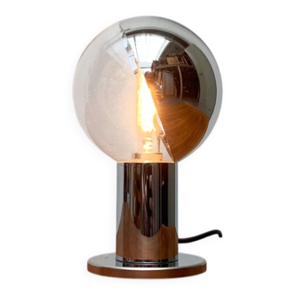 Vintage German table lamp in chrome and glass by Motoko Ishii for Staff.