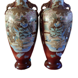 Pairs of satsuma baluster vases signed 19th Meiji period 1868-1912
