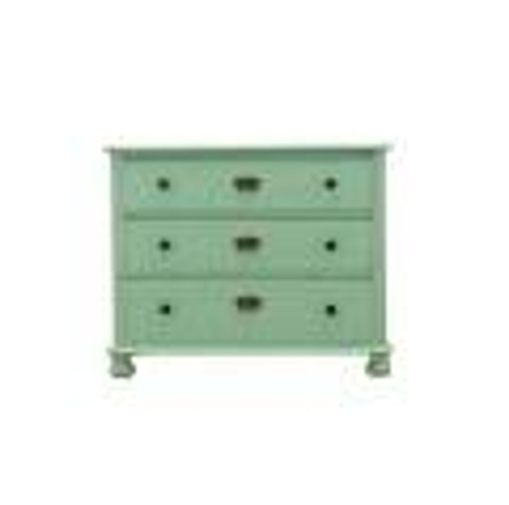 Commode en pin massif peinte en vert, trois tiroirs, Danemark années 1950.