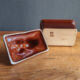 Vintage Rabbit Terrine in Glazed Ceramic - Brown Barbotine