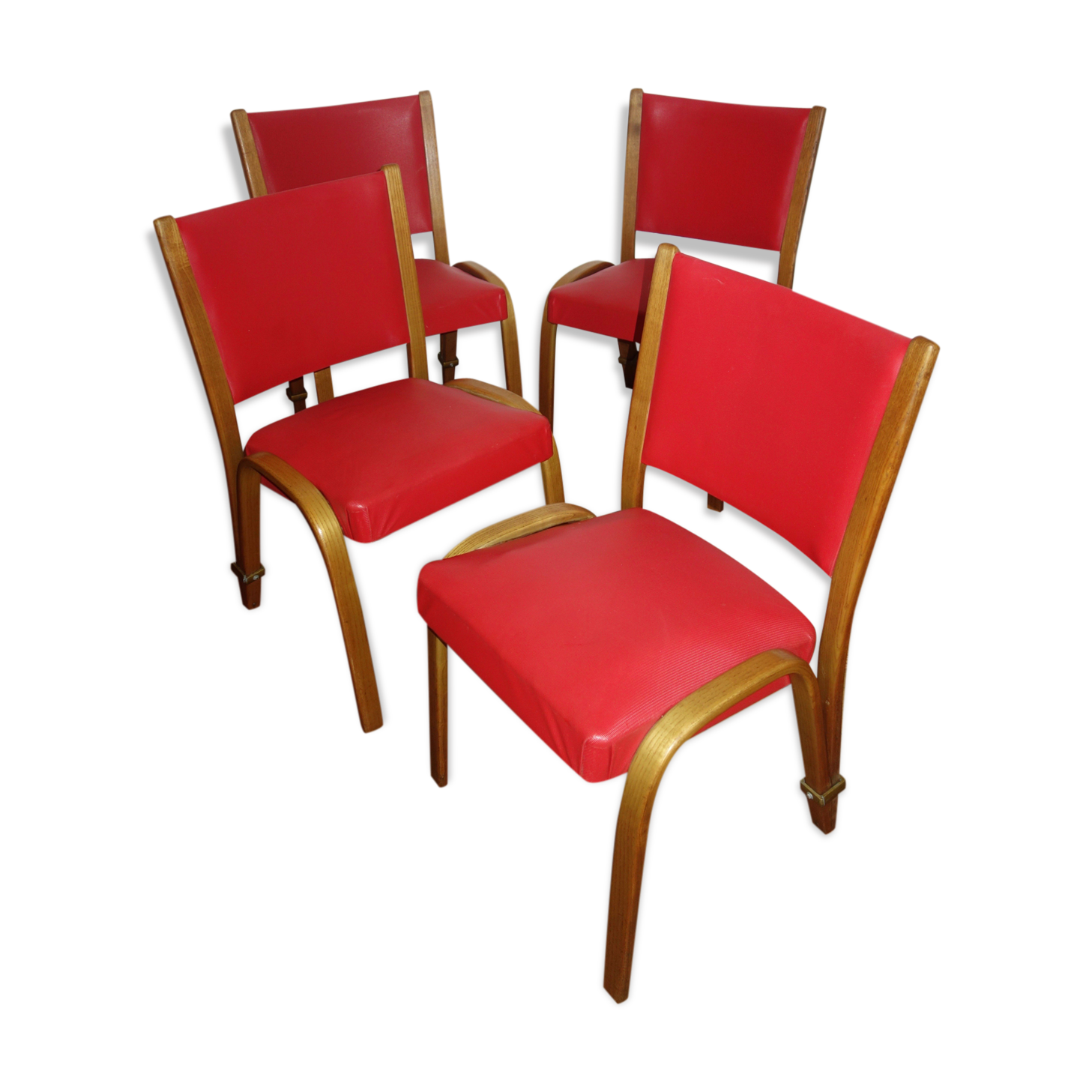 4 chairs "bow wood" by Hugues Steiner 50