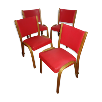 4 chairs "bow wood" by Hugues Steiner 50