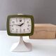 Green Space Age alarm clock with base by "Peter Germany",  NOS, 70's interior