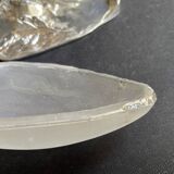 Gravy boat or oyster butter dish – Maurice Gouaillé – Silver plated metal & satin glass