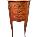 Louis XV style curved bedside table in marquetry