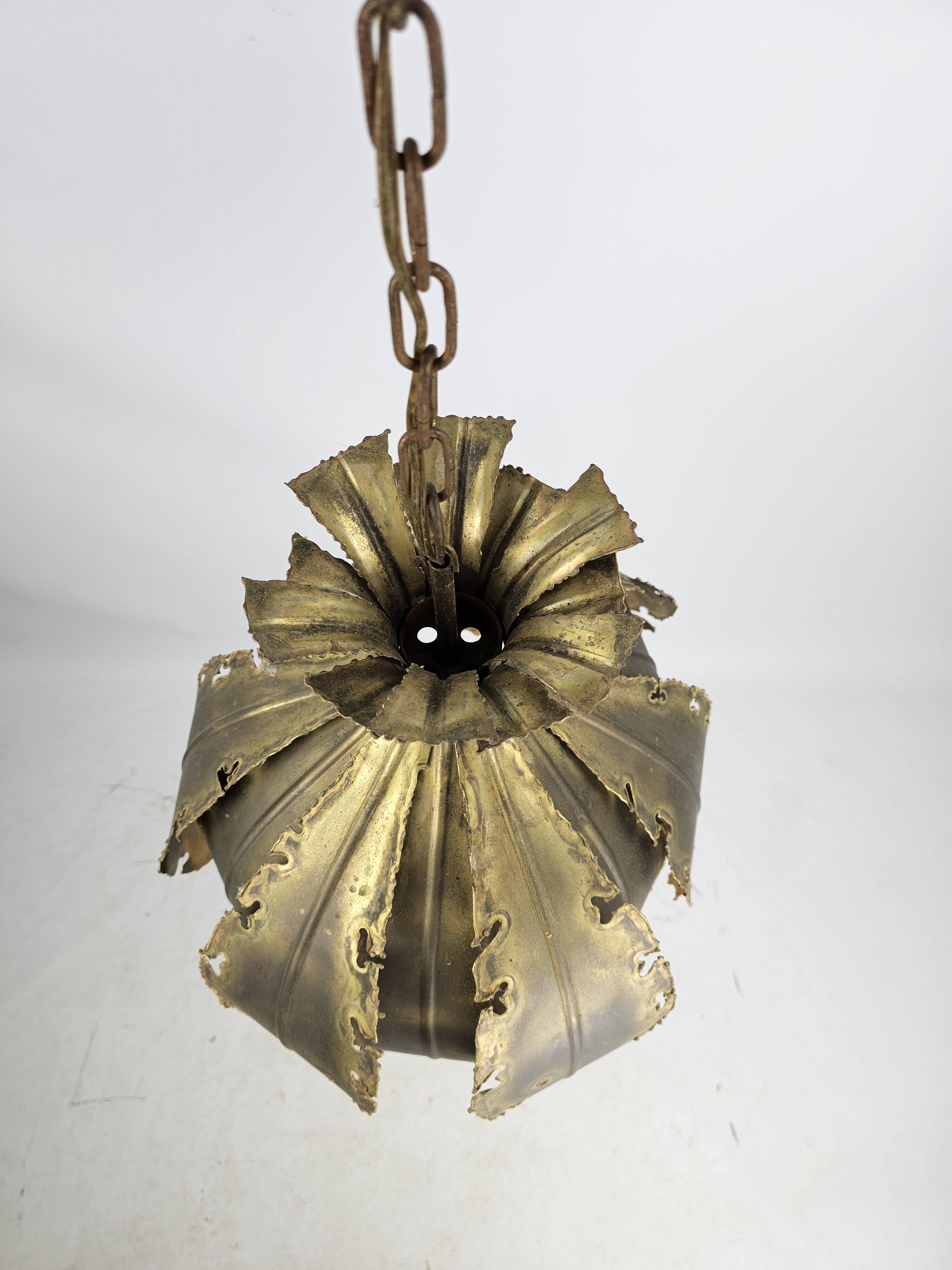 Svend Aage Holm Sørensen hanging lamp copper leaves brutalist