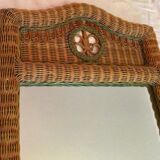 Vintage braided rattan mirror.