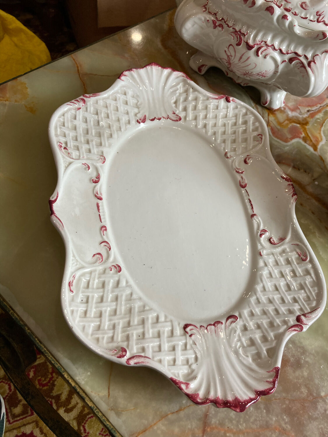 Porcelain and sugar slip tureen