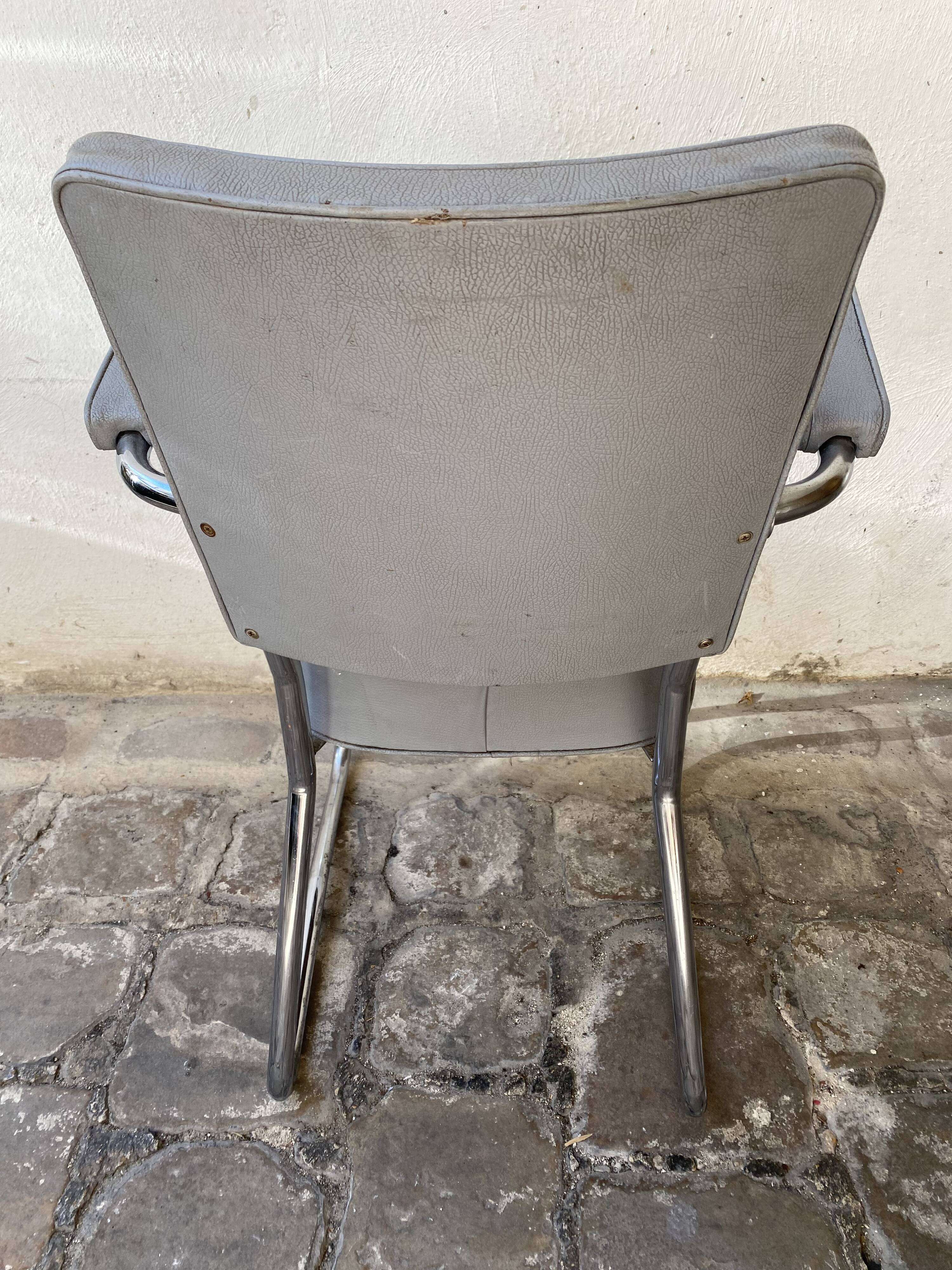 Pullman chair 1950 chrome and skai tube