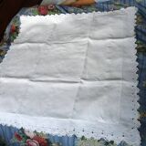 Old pair of pillowcases with openwork embroidery, monogrammed AR, 79x79cm.