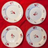 Plates Digoin Sarreguemines fleuries 19th century series Margaret pink flowers