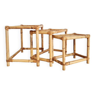 Antique bamboo nesting tables