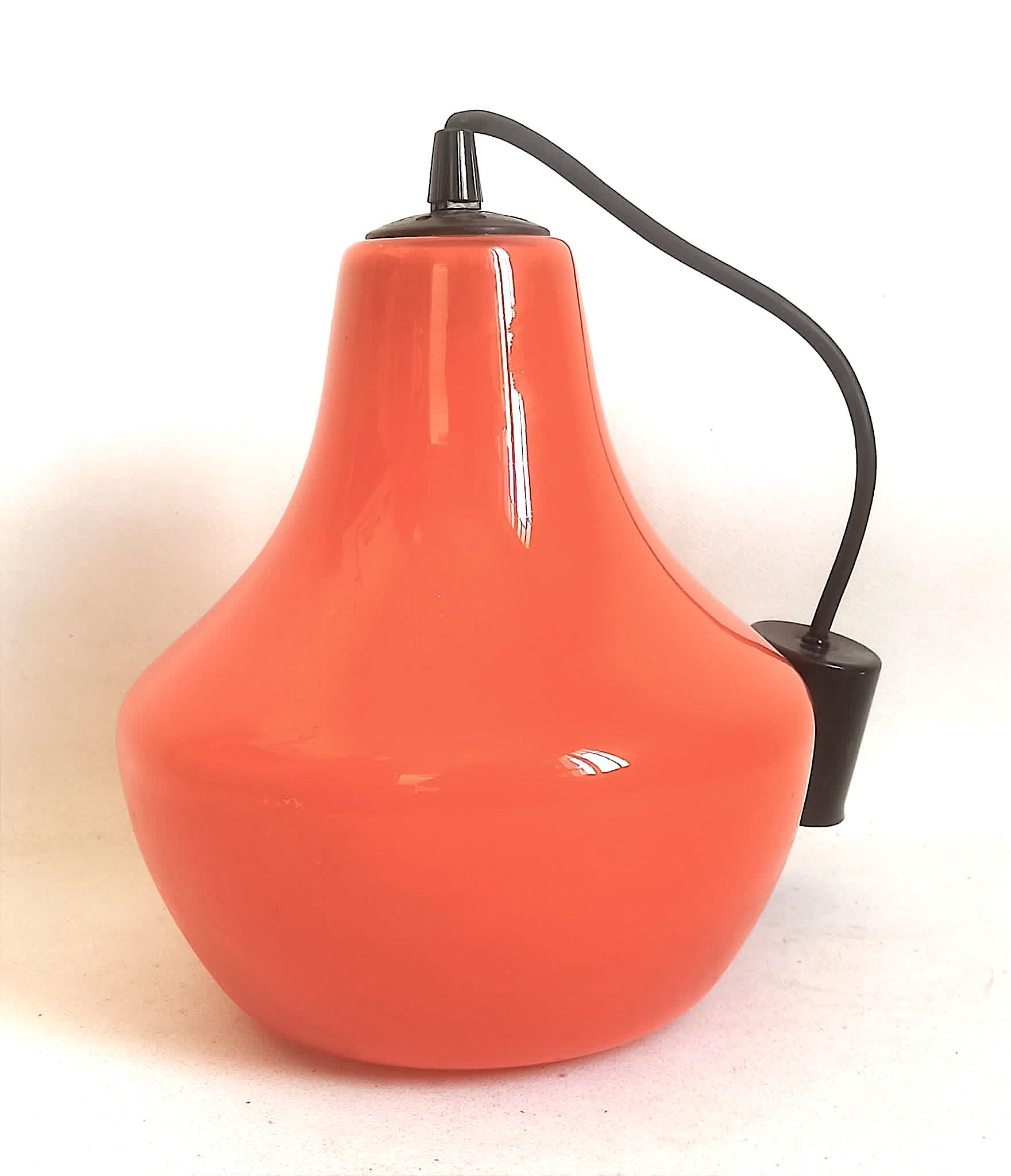 Opaline orange suspension Peill & Putzler 1970s Diameter 23.5 cm