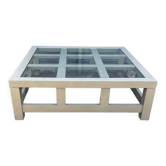 Table basse bois et plateau verre