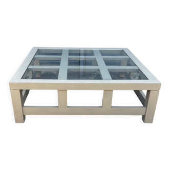 Table basse bois et plateau verre