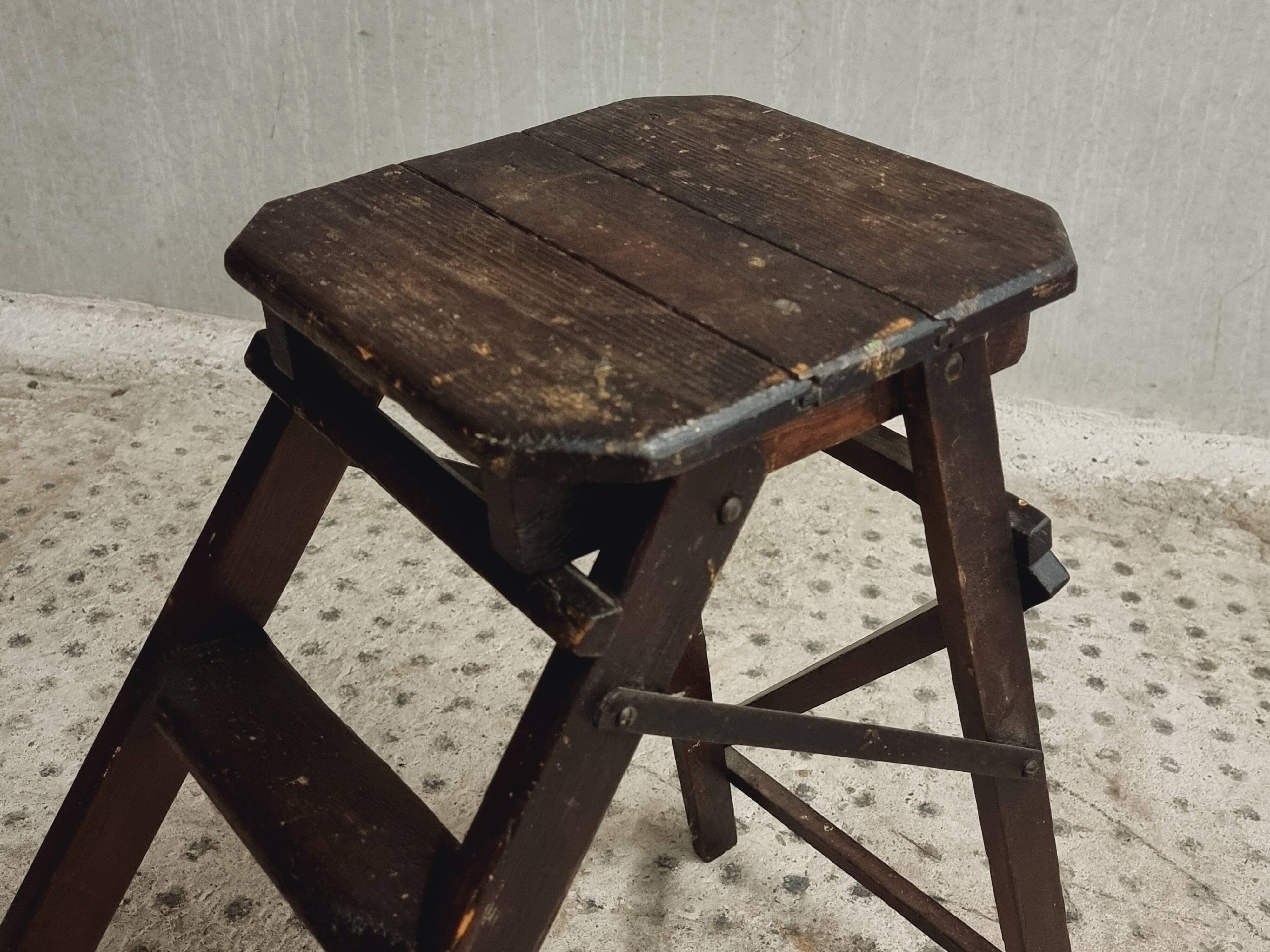 Old wooden stepladder library steps decorative foldable