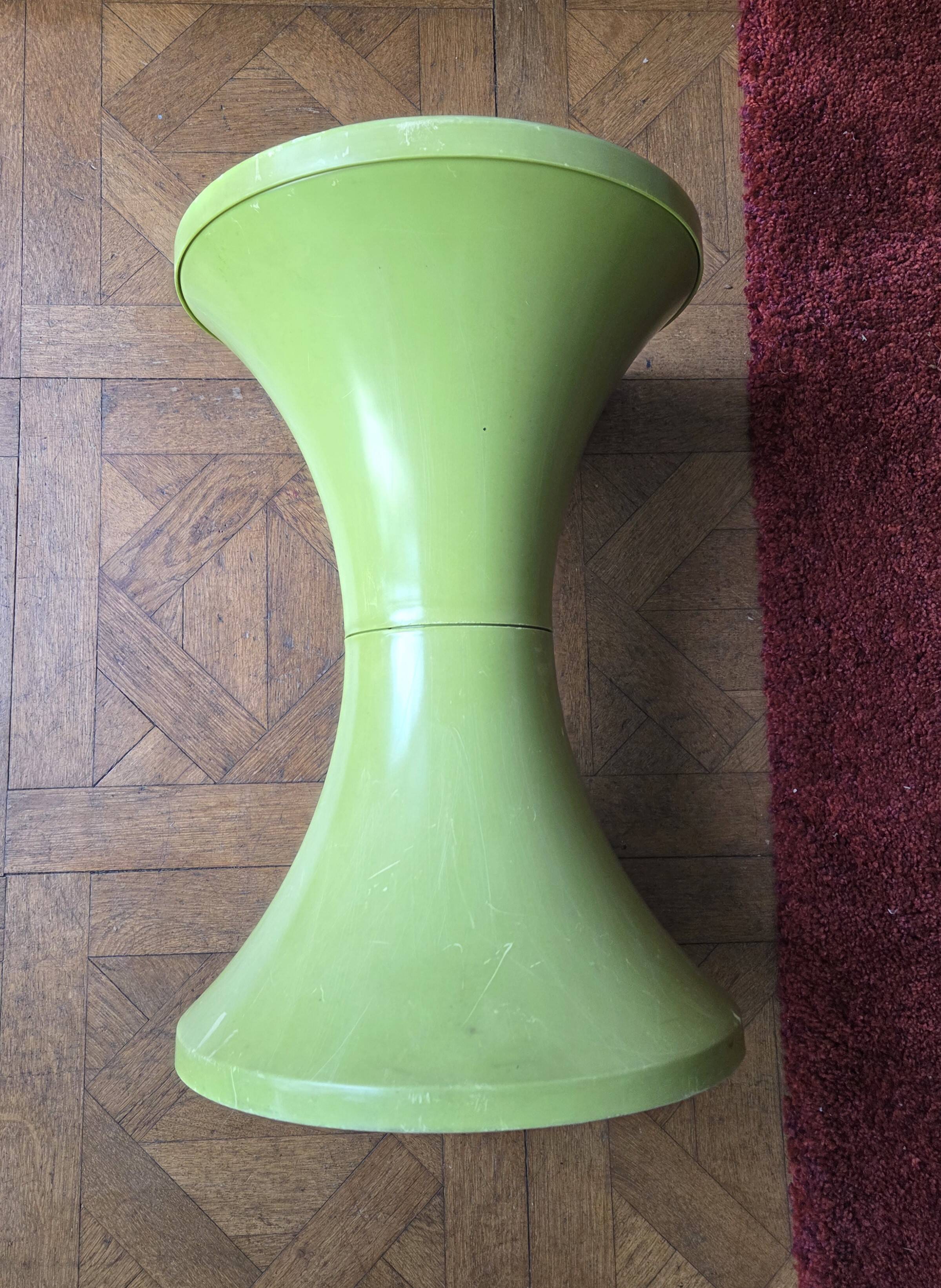 Tam Tam Original Stool - Henry Massonnet / Stamp - Vintage 70s Anise Green