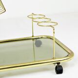 Vintage smoked glass trolley bar magazine rack side table milo baughman style italy 53cm