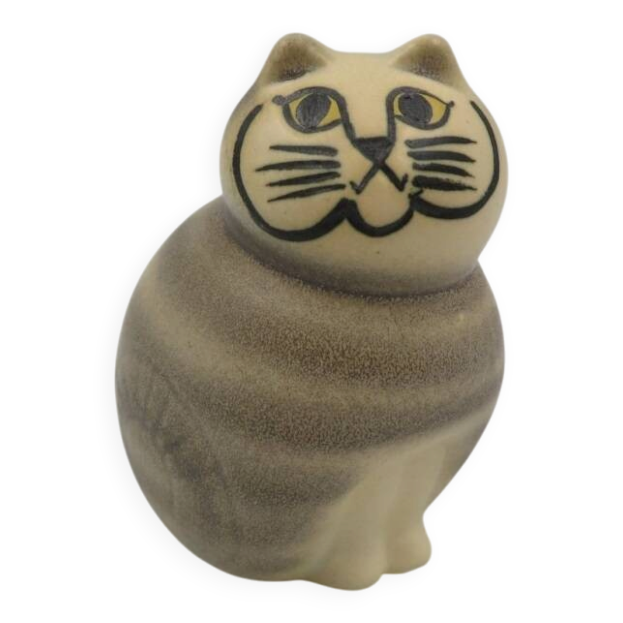 Ceramic Cat MIA Grey Stripes Lisa Larson Yellow Eyes Atelier Gust