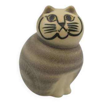 Ceramic Cat MIA Grey Stripes Lisa Larson Yellow Eyes Atelier Gust